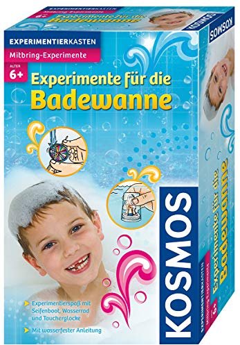 Kosmos 657130 Experimente für die Badewanne, Experimentierspaß mit Seifenboot, Wasserrad und Taucherglocke, Experimentierset für Kinder, Badewannen-Spielzeug für Mädchen und Jungen ab 6 Jahre