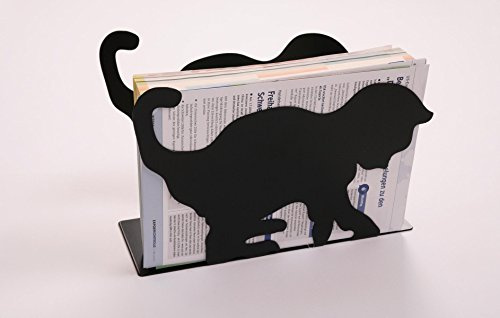 Zeitungsständer Katze solo, HxBxT: 23x32x12cm, schwarz/Made in Germany, Marke: Szagato (Zeitungshalter, Zeitschriftenständer)
