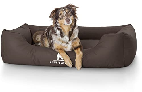 Knuffelwuff Hundebett Finlay aus Nylongewebe XL 105 x 75cm Braun - Hundesofa mit erhöhte Ränder und abnehmbarem Bezug - leicht zu reinigen - für große, mittelgroße und kleine Hunde