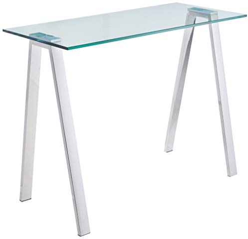 Cortesi Home Trixie CH-DK422192 Bureau avec plateau en verre et cadre en acier inoxydable Chromé 101,6 cm