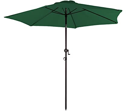 Ondis24 Strandschirm 2,3 Meter Sonnenschutz Sonnenschirm 230 cm rund mit Kurbel, Knick-Gelenk, UV 50, zweifarbig (Grün)