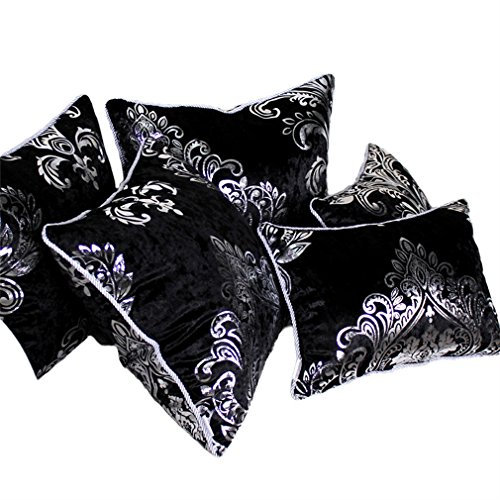 Nunubee Kissenbezug Europäischer Stil Samt bronzierendes Material Dekoration deko Kissen deko Wohnzimmer Autodekoration Sofa Cover, Schwarz 50x50cm