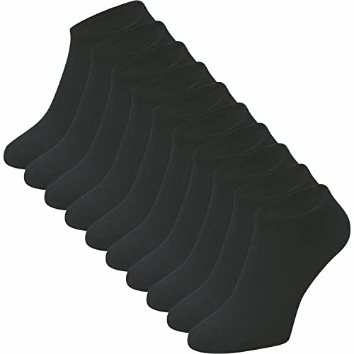 ca·wa·so Sneaker Socken für Damen & Herren im 10er-Set | Freizeitsocken ohne Naht | Weiches Material (80% Baumwolle) | Kein Rutschen (35/38, Schwarz)