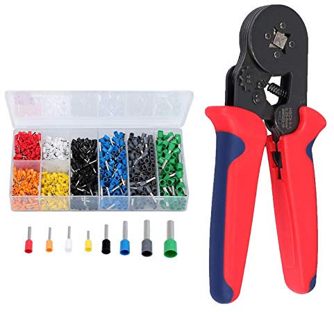 CAMWAY Crimping Tool Set,Ratchet Ferrule Crimp Plier Tool with 1200pcs Terminal Wire Connectors Terminal Hand Tool, Crimper Plier Wire Terminal Kit for DIY Electrical Repair