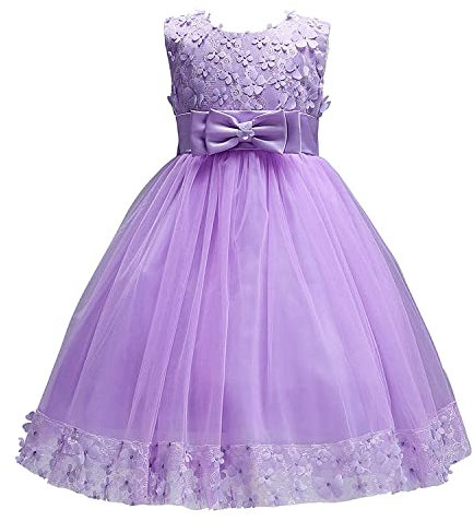 Discoball Le ragazze vestono i vestiti della ragazza del fiore di Tulle per il matrimonio della damigella, Colore: viola., 7-8 Anni