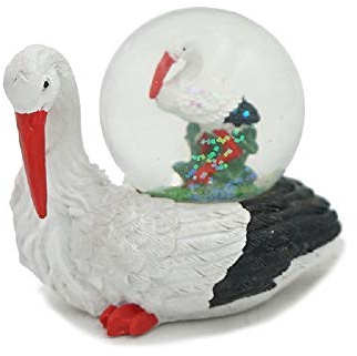 Euro Souvenirs Glitzerkugel Storch Schneekugel Tier Tiere Schneekugeln Störche Geburt Taufe
