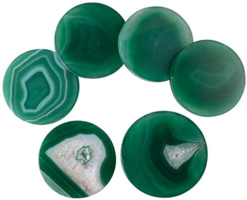 mookaitedecor Packung mit 6 polierten Natürliche Achatscheiben Achat Scheiben, Tischkarten für die Hochzeit, Steine für Heimdekoration Kalligraphie Ungebohrt rund 4-6cm
