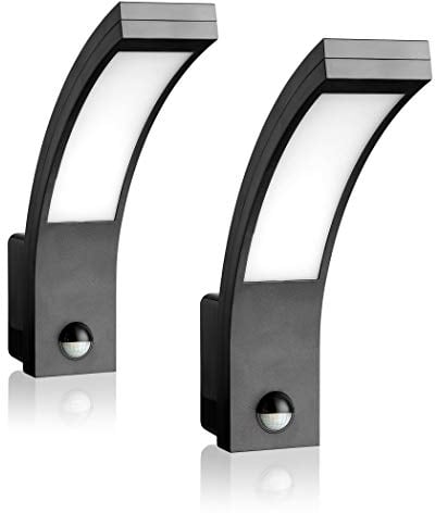 SEBSON LED Aussenleuchte mit Bewegungsmelder 2er Pack, Wandleuchte anthrazit, 15W, 1000lm, kaltweiß 5800K, IP65, Außenwandleuchte Sensor 9m / 140°