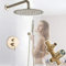 Huin Robinet de mitigeur de douche doré brossé Ensemble de robinet de douche à pluie dissimulé dans le mitigeur de douche en laiton mural 10 pommeau de douche