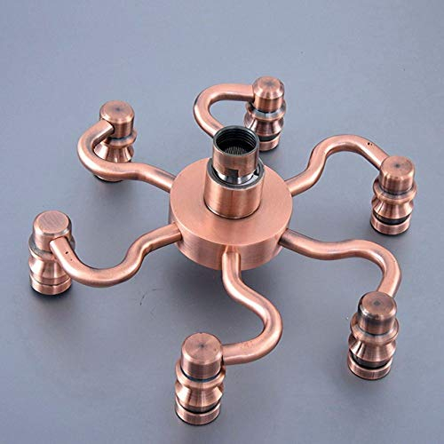 Antik Rot Kupfer 8 Zoll Runder Regenduschkopf Duscharm Wassersparender Handbrause Spray 1,5 M Brauseschlauch, Duschkopf D-Stil