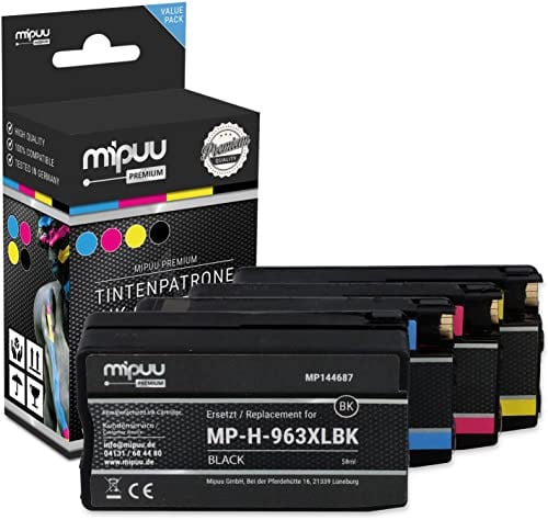 Mipuu 4 Tinten kompatibel mit HP 963XL 963 XL Black Cyan Magenta Gelb für Officejet Pro 9010 9012 9014 9015 9016 9018 9019 9020 9022 9023 9025