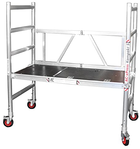 AC xPress Kompakt-S Rollgerüst | Alu Gerüst | 3 m Arbeitshöhe | TÜV/GS geprüft | Plattform mit Luke | erweiterbar | Aluminium Rollrüstung | DIN EN 1004 & 1298 | innen und außen