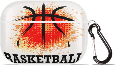 Schutzhülle mit Basketball-Illustration, kompatibel mit Apple AirPods Pro, stoßfest, harter PC, Airpod-Hülle mit tragbarem Schlüsselanhänger, ästhetisches Design für Männer, Frauen, Teenager, Kinder