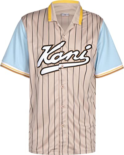 Karl Kani Herren KM221-021-1 Varsity Pinstripe Baseball Shirt M Light Sand