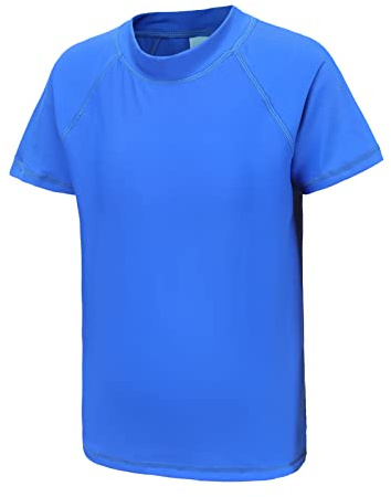 Aisyee Boys Rash Vest Kids Swim Top Children Swimsuit Shirt Age 4-16 Years | short sleeve, UPF 50+ sun protection, quick-dry, soft & stretchy, comfortable, durable, for surf, beach & outdoor play