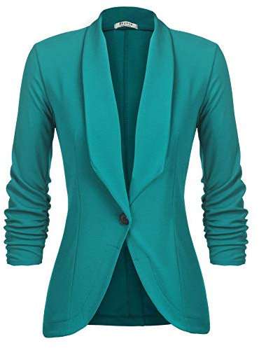UNibelle Blazer Veste de Travail élégante pour Femme Veste Longue Manches 3/4 Festive Slim Fit, Vert, XL