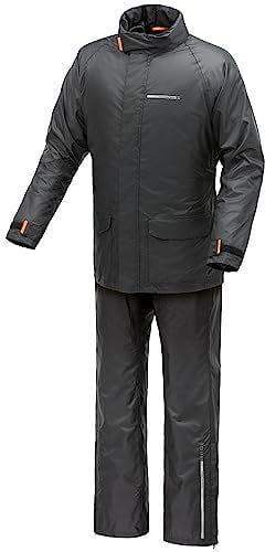 Tucano Urbano tuta antipioggia moto unisex Diluvio Day. Antipioggia donna compattabile. Kit antipioggia uomo. Set giacca e pantaloni impermeabile moto e scooter antivento. (Nero, XS)