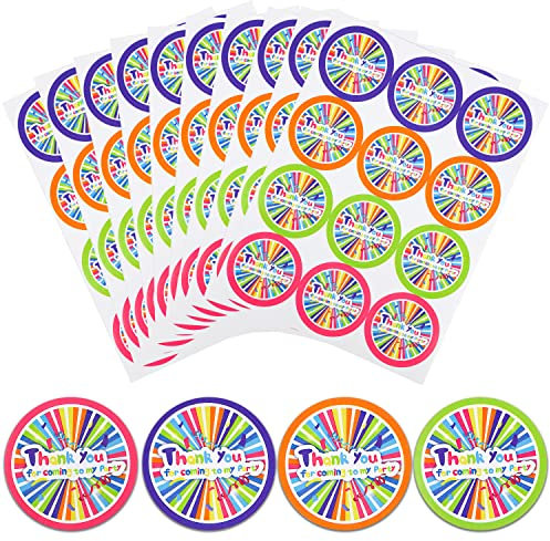 VEYLIN Thank You Stickers,120 Pieces Colourful with Thank You for Coming to My Party Stickers for Birthday Party (Colorful)