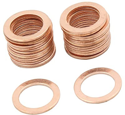 A ABSOPRO Cuivre Rondelle 13mm Interne Diamètre Plat Joint étanchéité Joint Anneau (Ensemble de 30)