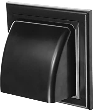 Awenta 4'' Inch / 100 mm Exhaust Hood Vent - Black ABS Plastic - Non Return Valne/Backdraft Damper - Dryer Opening, Exhaust Opening, External Ventilation Cover - Outdoor Air Vent Cap - Duct Cover