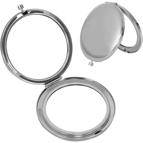 1 Stück Taschen Spiegel, 7cm Runde Taschenspiegel, Kosmetik Unterwegs Taschenspiegel, Taschenspiegel mit 3x Vergrößerung, Taschenspiegel mit Vergrößerung für Geldbörse Handtasche Tasche (Silber)