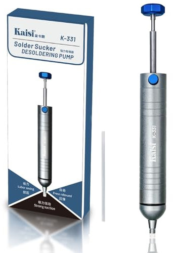 Kaisi Solder Sucker No Clog Desoldering Pump with Powerful Vacuum Suction Replaceable Heat Resistant Silicone Tube for Cooperate Soldering and Desolder Gun Iron Tool Conduct Solder Removing