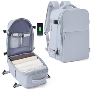 SZLX Zaino Ryanair 40x20x25 Bagaglio a Mano Easyjet Donna Zaino da Viaggio Aereo Borse da Cabina Impermeabile Uomo Adatto a PC da 14 pollici Travel Backpack per Sportivo Trekking,Grigio blu