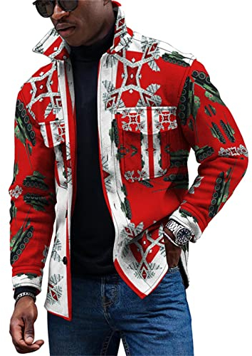 KONG JIMFAN Herren Übergangsjacke Black Squad Jacke Weihnachtshemd Herren Herren Jacke Anzüge Herren-Unterhemden Herren Winterjacke Oversized Lederjacke Hemd Männer Outdoor Jacke Herren(Beige,S)