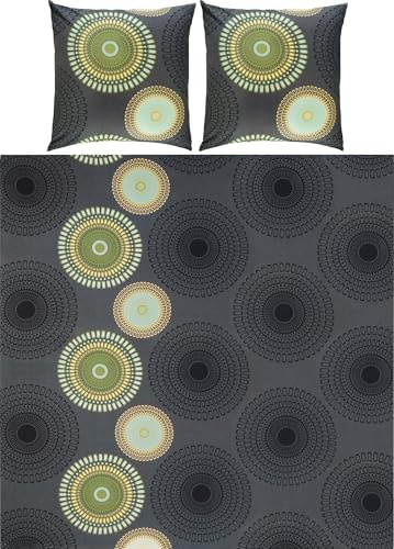 REDBEST Bettwäsche Biber Mandalas anthrazit-grün Größe 80x80 cm / 200x200 cm - mollig warm, temperaturausgleichend, mit Reißverschluss