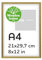 Pix FRAMES Bilderrahmen A4 Holz - Holzrahmen mit Scheiben aus acrylglas - Picture Frame - Holzbilderrahmen - Holz Bilderrahmen - Fotorahmen 21x29,7 cm - Gold