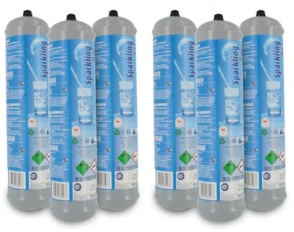 BELLEROFONTE - CO2-Flaschen 600 g E290 für Sprudelwassersprudler - Anschluss M11 x 1, universell kompatibel - Set mit 6 Stück - Sparset - Made in Italy