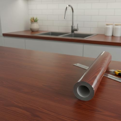 Ambiance Sticker Klebeband, Meterware, selbstklebend, für Küche, Möbel und Badezimmer, dunkles Walnussholz, 60 cm x 4 m