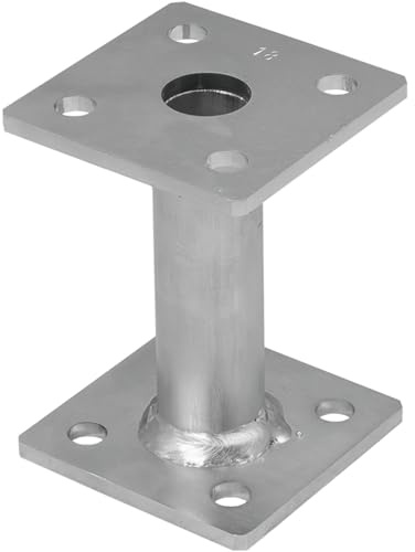 Bolt Down 80mm (Pack of: 1) Pergola Elevated Post Base Support Heavy Duty Galvanised 4mm Fence Foot Bracket - Fencing, Decking