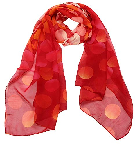 HUOQI Chiffon Schal Schals Gaze Rechteck Lady Shawl Dot Women WR Kerchief Scarf Schals Gardine (Watermelonred, One Size)