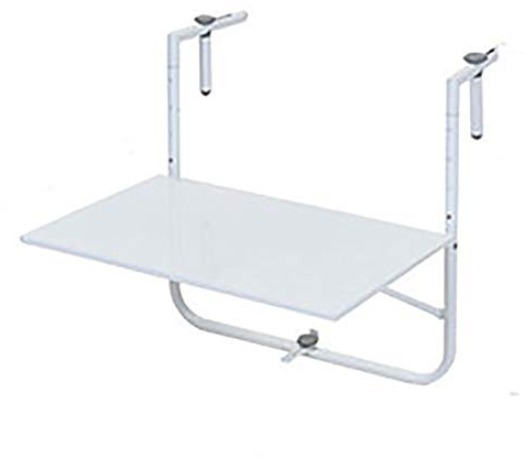 KANBUN Verstellbarer Deck-Brüstungs-Balkontisch, klappbarer Hängetisch für den Außenbereich, Balkontisch, klappbarer Hängegeländer-Tisch, Geländer-Esstisch, mit 4 Ebenen verstellbar, 60 x 40 cm