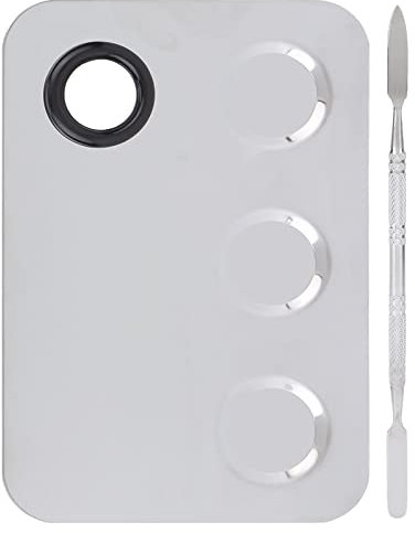 Makeup Palette, Stainless Steel Makeup Mixing Palette with Foundation Spatula, Recycling Mixing Tray for Mixing Lipstick Eye Shadow Concealer Painting Paint Eyelash Glue