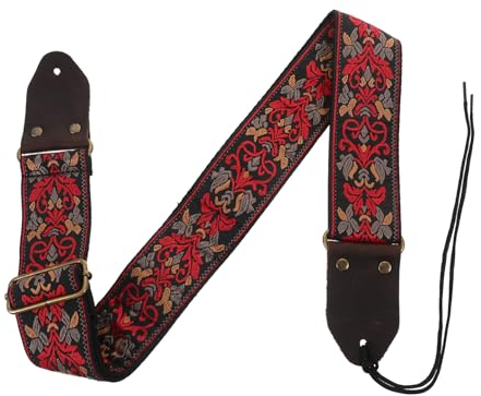 ibasenice 5 Sätze Bestickter Gitarrengurt Kinder Gitarre Vintage-accessoires Schultergurt Der Handtasche Gitarre Verstellbarer Gurt Bassgitarren Alte Geschenke Zubehör Echtes Leder Drucken