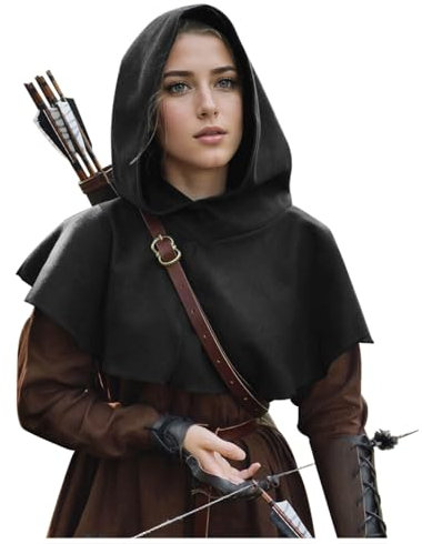 keland Halloween Mittelalter Gugel Kapuze Einzeln Cowl Hood Kapuzenumhang für Damen Herren (A-Schwarz)