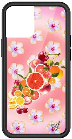 Wildflower Schutzhüllen – Obstsalat-Hülle, kompatibel mit Apple iPhone 13 Mini, niedliches Hibiskusblumen, Kirsche, Orange, trendiger Sommer, schützende Stoßstange, 1,2 m Falltest zertifiziert,