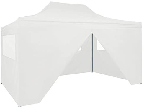 Iiaky Gazebo Professionale Pieghevole 4 Pareti 3x4m Acciaio Bianco,Gazebo Pergola Con Telo Impermeabile Richiudibile E Struttura Rettangolare In Acciaio Inossidabile Ad Alta Densità,Per Arredo Giardin
