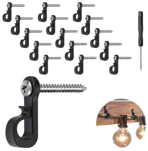DALAETUS 20 Stück Q-Hanger Schraubhaken mit Schraubendreher Set, Weihnachtslichter Haken für einfache Freigabe von Außen-LED-Lichtketten, für Weihnachtslichter, Neujahrsfeier