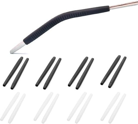 OPUGIT Brillen-Ohrpolster, Endkappen, rutschfeste Ohrbügel aus weichem Silikon, Schlauchhülle, Brillenbandhalter, Bügelenden, Brillenhalter, 8 Paar, Schwarz/Transparent