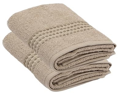 Maisonette Classy 100% Baumwolle Handtücher (50 x 100cm, 2er-Pack) - Gesicht, Hand Beige Handtücher für Badezimmer & Kleine Gästehandtücher