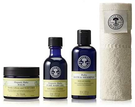 Neal's Yard Remedies Baby Collection, Gentle Body Wash, Oil & Lotion, Gift Set, Suitable for Newborns, Cruelty-Free