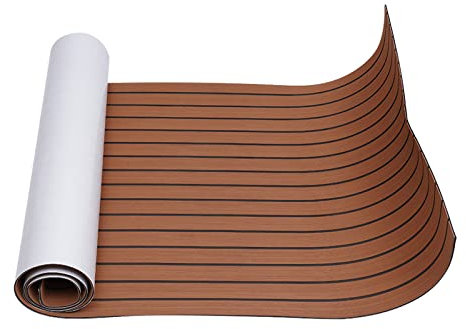 DGJMuu Eva Schaum Bodenbelag, Teakholz Boat Bodenbelag Teppich, Boots Bodenbelag Selbstklebend rutschfeste Marine Matte für Bootsdecks, Wohnmobilen, Schwimmdocks, 269x89cm