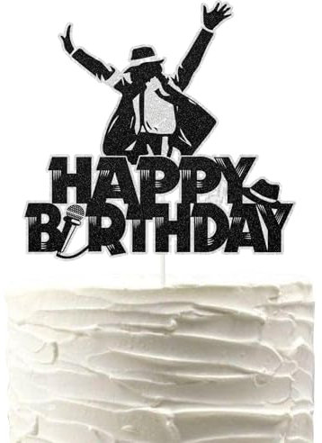 Music Singer Happy Birthday Cake Topper MJ Singer Dancing King Cake Decor Art Dance Theme Birthday Party Decorations