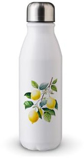 MAXIKIWI Bouteille d'eau à paroi unique avec bouchon à vis, aluminium léger non isolé, sans BPA, anti-fuite – Citron – 500 ml