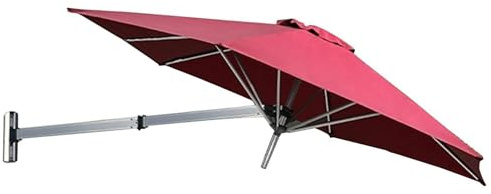JQXQCESVN Patio Umbrella,Wall Mounted Patio Umbrella, Sun Canopy Umbrella Outdoor Garden Balcony Tilting Sunshade, Parasol For Yard/Garden/Deck Porch(Red)