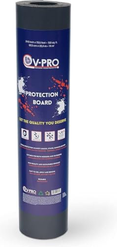 Film de protection en carton gris 35 m² – Carton de protection de sol avec revêtement en polyéthylène pour stratifié, carrelage, bois et béton – 300 g/m² – Protection pour les travaux de construction