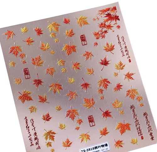 Maple Leaves Nails Sticker Thanksgiving Nails Art Stickers Self-Adhesive Nails Decals Nails Art Decoration For Woman